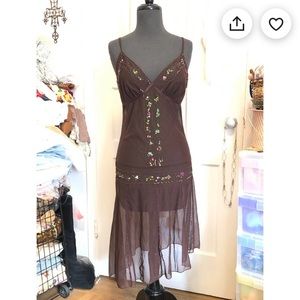 Y2K Vintage Sheer Sequinned and Beaded Brow Dress